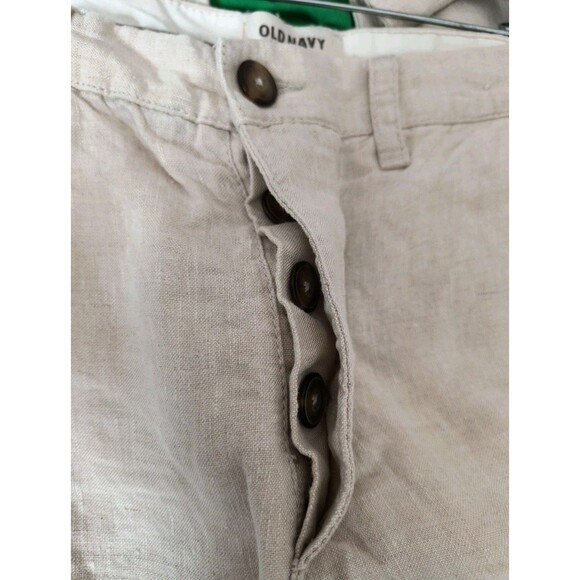 Old Navy Pants Mens 29X30 Khaki 100% Linen Straight Button Fly - Picture 3 of 7